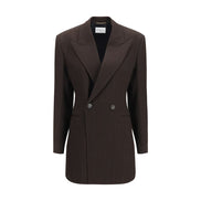 Saint Laurent Brown Wool Full-Length Jacket