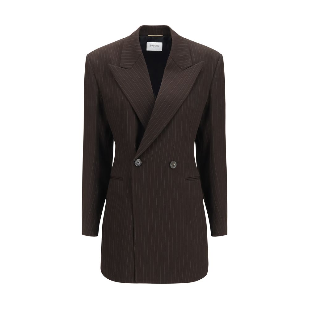 Saint Laurent Brown Wool Full-Length Jacket