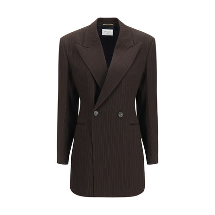 Saint Laurent Brown Wool Full-Length Jacket