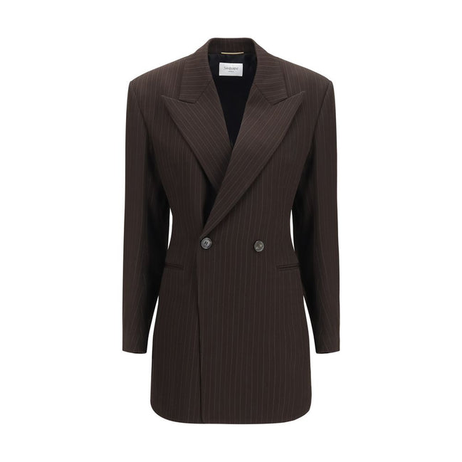 Saint Laurent Brown Wool Full-Length Jacket