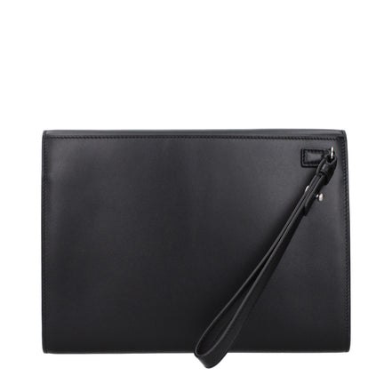 Ferragamo Black Leather Clutch Bag