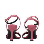 Versace Pink Leather Stiletto Heel Sandals