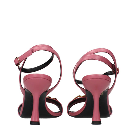 Versace Pink Leather Stiletto Heel Sandals