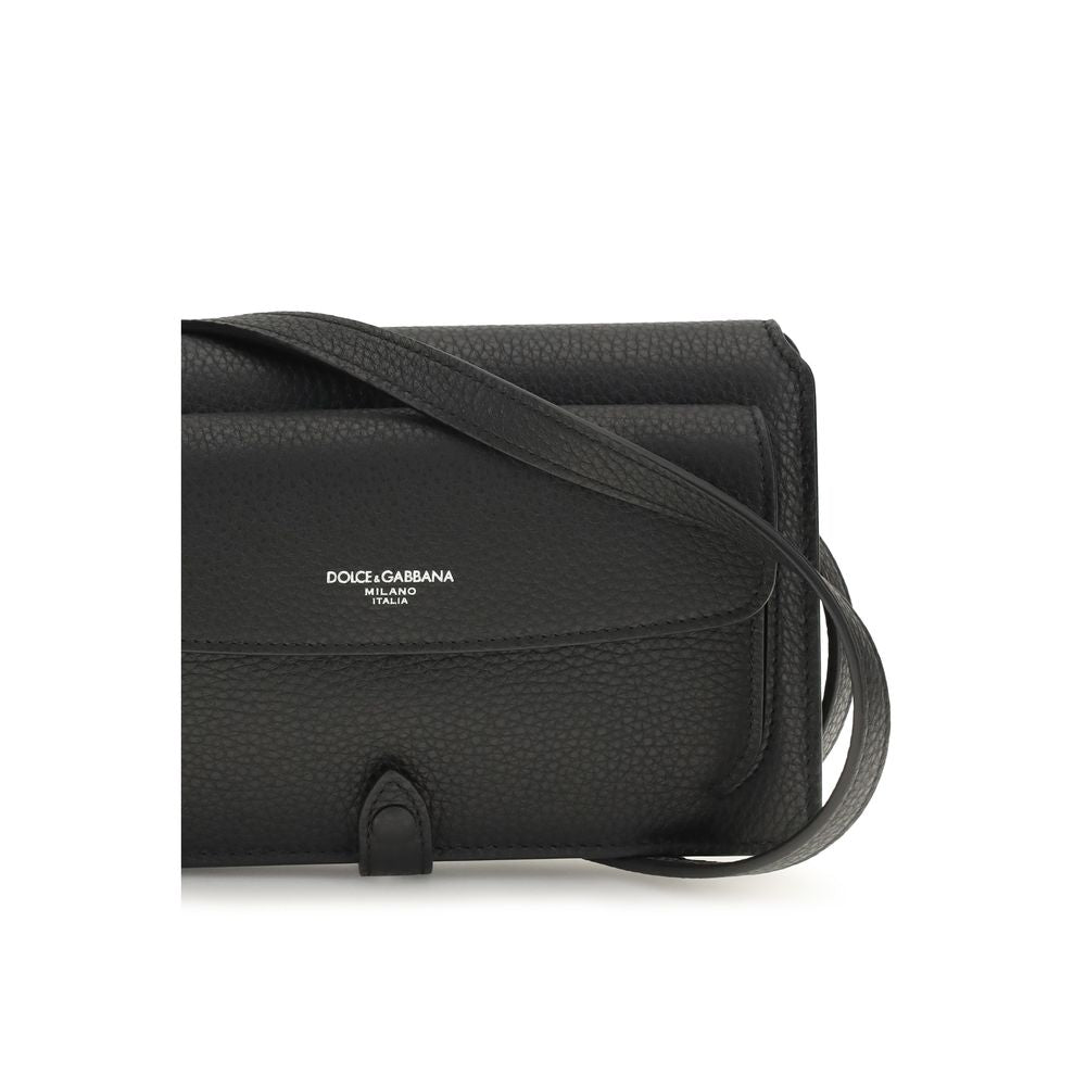 Dolce & Gabbana Black Calf Leather Shoulder Bag