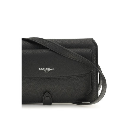 Dolce & Gabbana Black Calf Leather Shoulder Bag