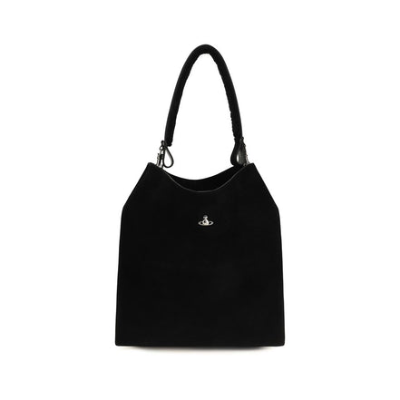 Vivienne Westwood Black Suede Leather Shoulder Bag