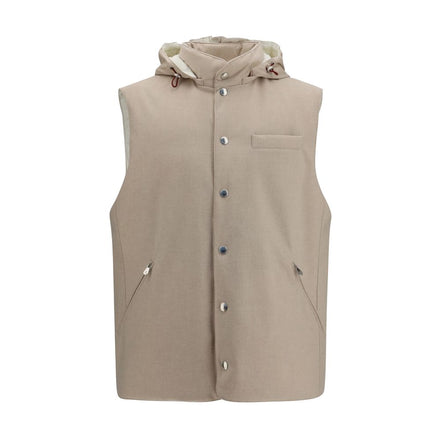 Brunello Cucinelli Beige Wool Sleeveless Jacket