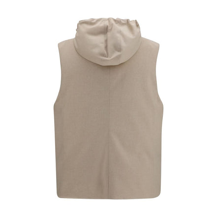 Brunello Cucinelli Beige Wool Sleeveless Jacket