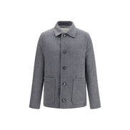 Ami Paris Gray Wool Full-Length Jacket