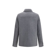 Ami Paris Gray Wool Full-Length Jacket