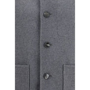 Ami Paris Gray Wool Full-Length Jacket