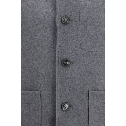 Ami Paris Gray Wool Full-Length Jacket