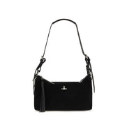 Vivienne Westwood Black Suede Leather Shoulder Bag
