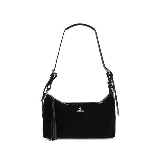 Vivienne Westwood Black Suede Leather Shoulder Bag