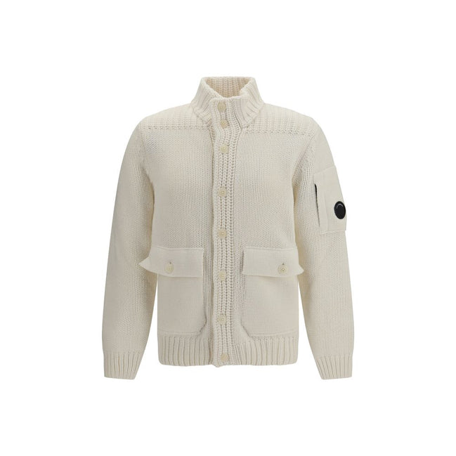 C.P. Company White Wool Cardigan