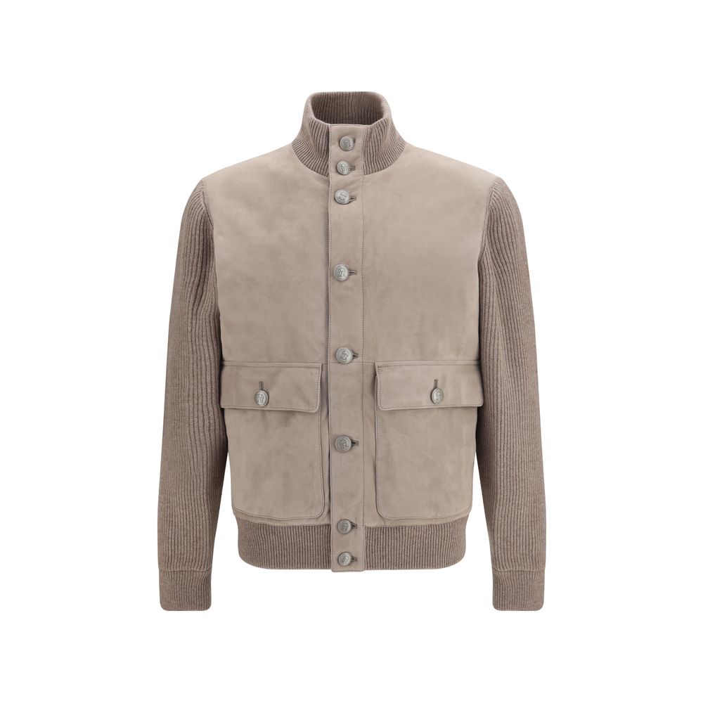 Brunello Cucinelli Beige Calf Leather Full-Length Jacket