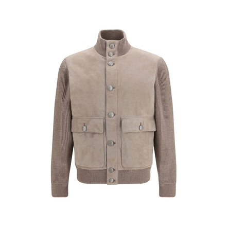 Brunello Cucinelli Beige Calf Leather Full-Length Jacket