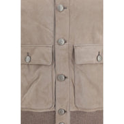 Brunello Cucinelli Beige Calf Leather Full-Length Jacket