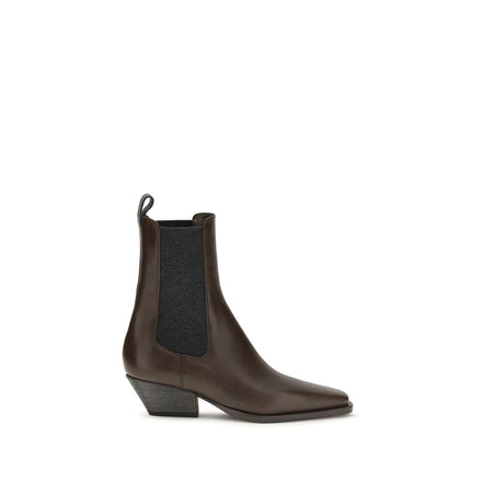 Brunello Cucinelli Brown Calf Leather Ankle Boots