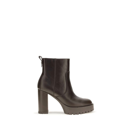 PINKO Brown Calf Leather Ankle Boots