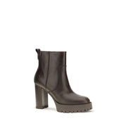 PINKO Brown Calf Leather Ankle Boots