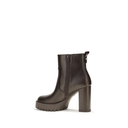 PINKO Brown Calf Leather Ankle Boots