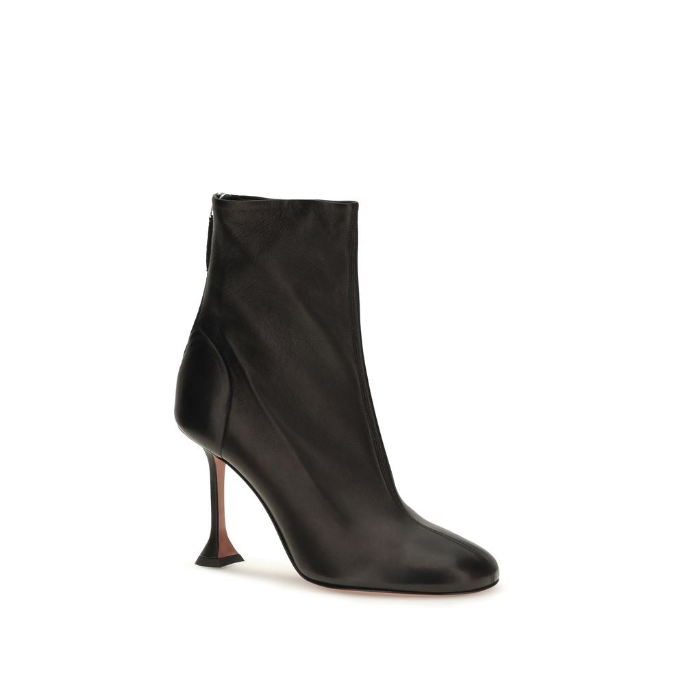 Amina Muaddi Black Lamb Ankle Boots