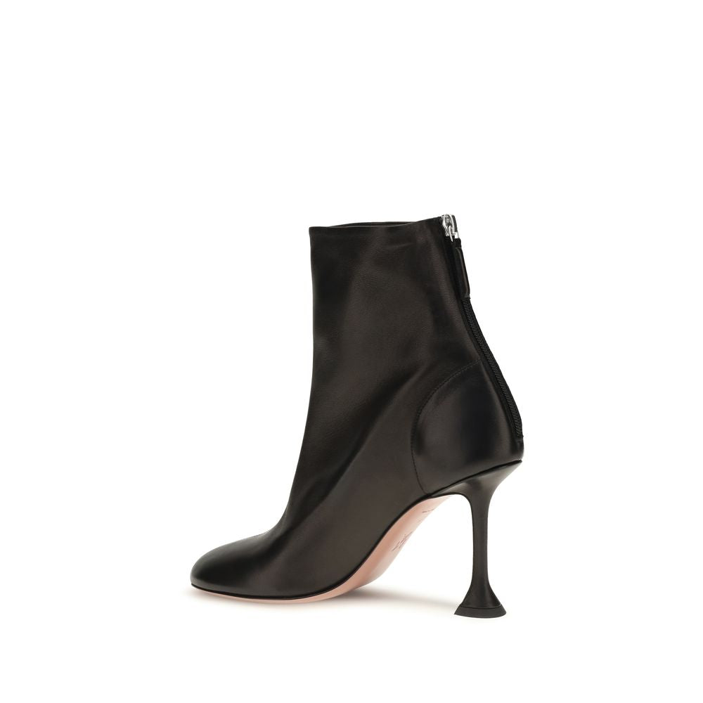 Amina Muaddi Black Lamb Ankle Boots