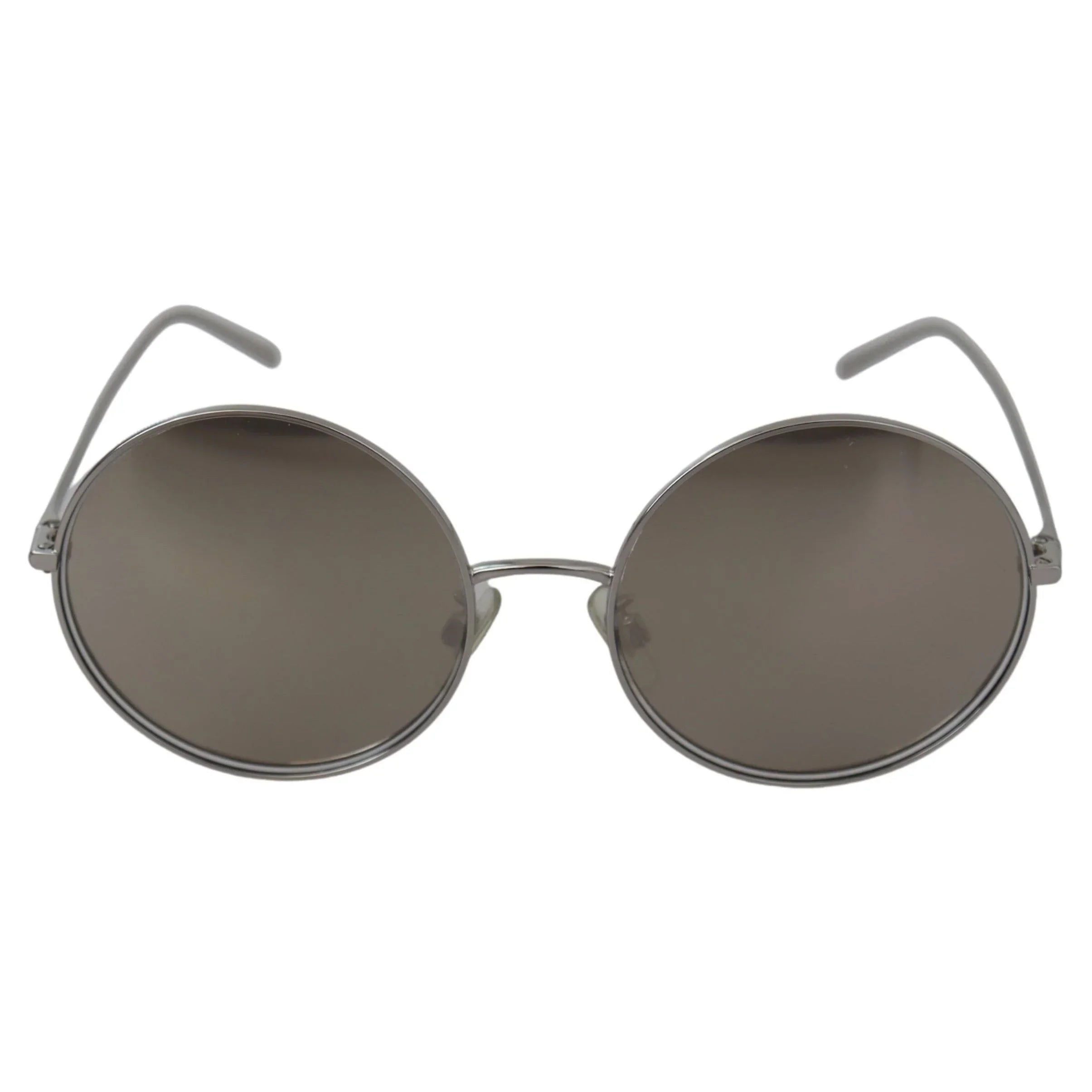 Round metal frame sunglasses with dark tinted lenses, modern luxury eyewear