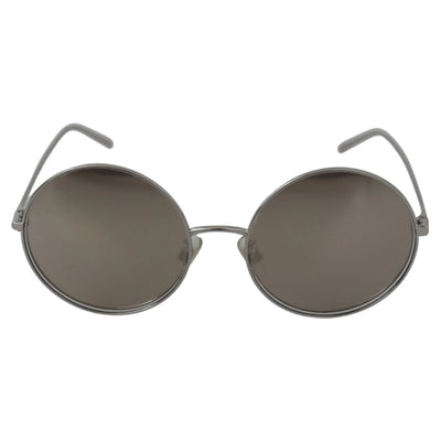 Lunettes de soleil rondes Dolce & Gabbana grises plaquées argent pour femme