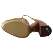 Escarpins T-strap Dolce & Gabbana en cuir rose doré et cristaux