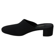 Black slip-on block heel mule shoe for women, minimalist chic style, designer fashion