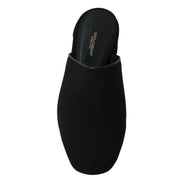 Top view of a black Dolce & Gabbana mule slipper with a square toe design