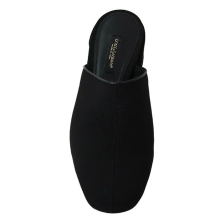 Top view of a black Dolce & Gabbana mule slipper with a square toe design