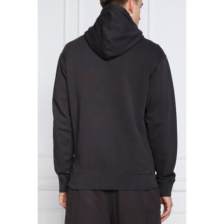 Sweat-shirt à capuche en coton bleu foncé avec logo Hugo Boss