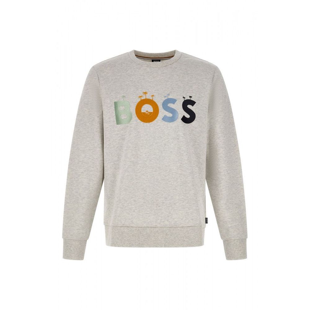 Felpa Hugo Boss in cotone grigio con dettagli logo