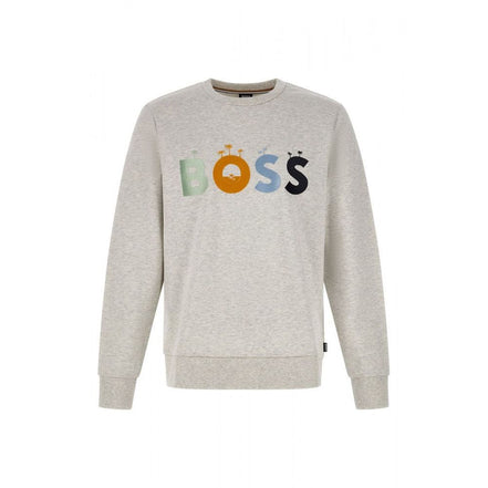 Felpa Hugo Boss in cotone grigio con dettagli logo