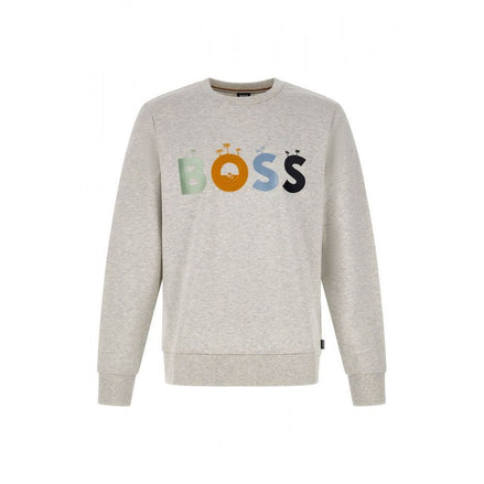 Felpa Hugo Boss in cotone grigio con dettagli logo