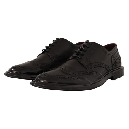 Scarpe Oxford formalia Dolce & Gabbana brogue con punta ad ala in pelle nera