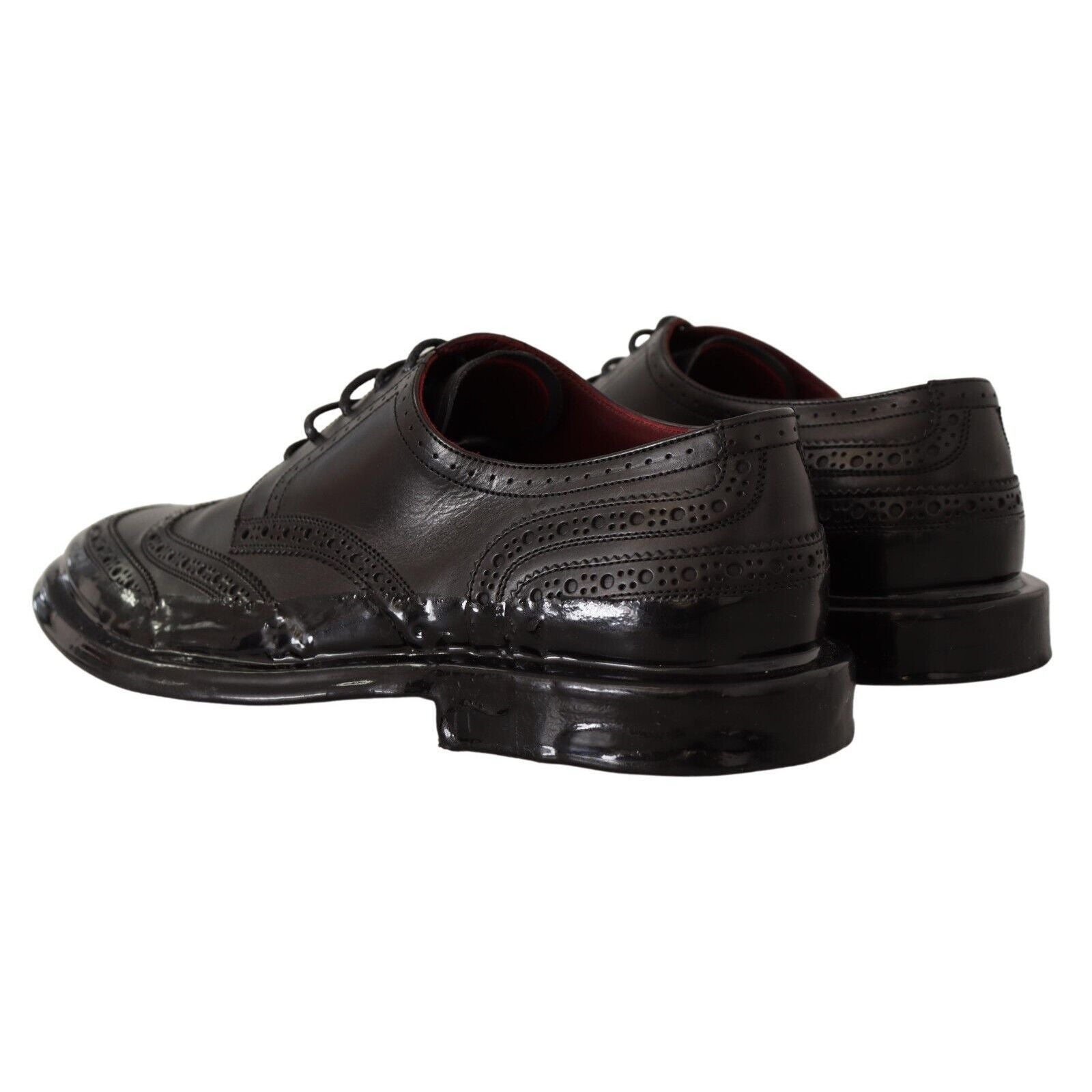 Scarpe Oxford formalia Dolce & Gabbana brogue con punta ad ala in pelle nera