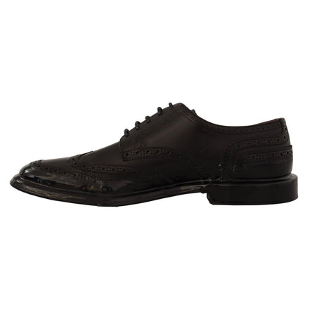 Scarpe Oxford formalia Dolce & Gabbana brogue con punta ad ala in pelle nera