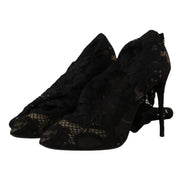 Dolce & Gabbana Bottines en dentelle Taormina noires extensibles