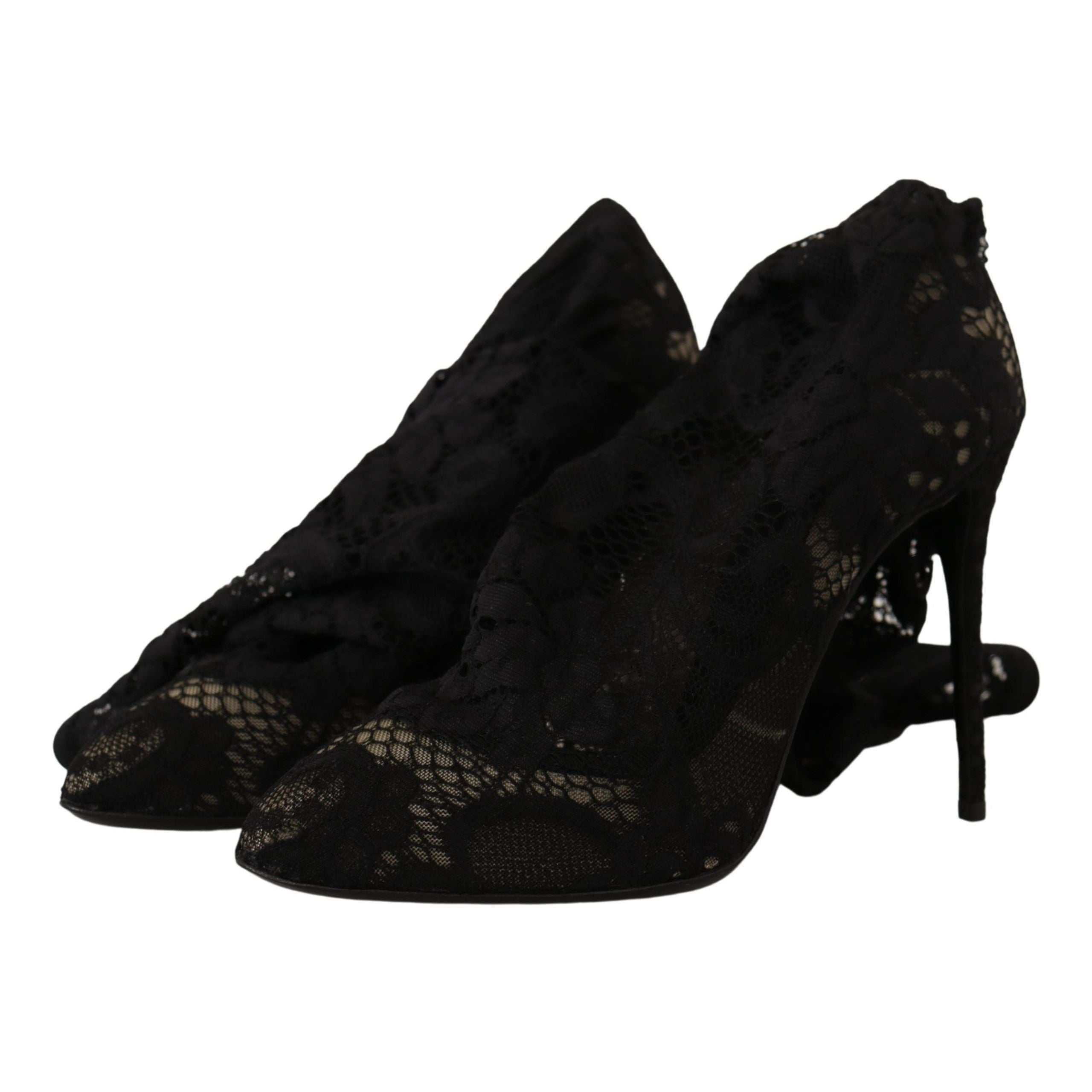 Dolce & Gabbana Bottines en dentelle Taormina noires extensibles