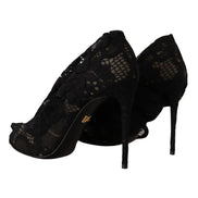 Dolce & Gabbana Bottines en dentelle Taormina noires extensibles