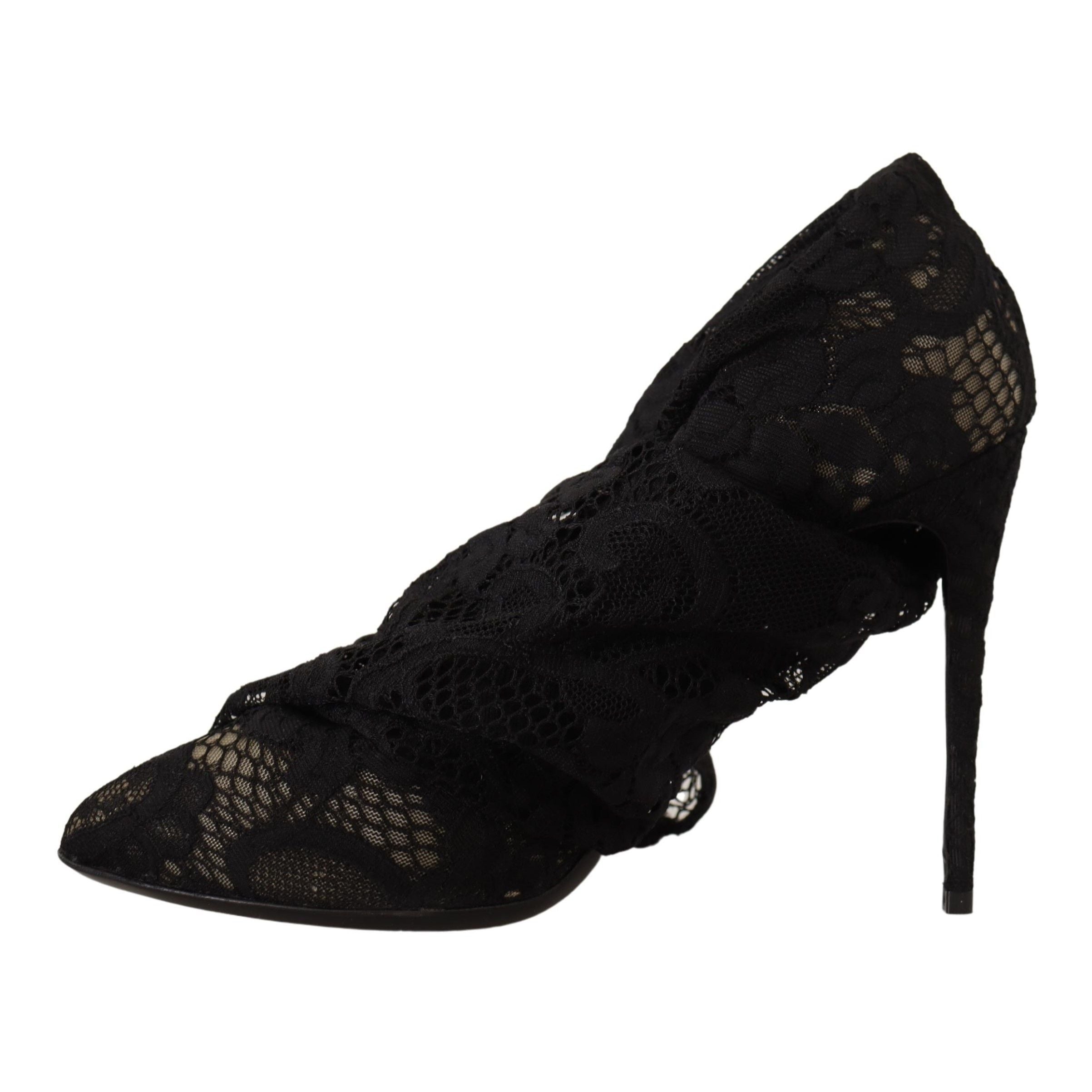 Dolce & Gabbana Bottines en dentelle Taormina noires extensibles