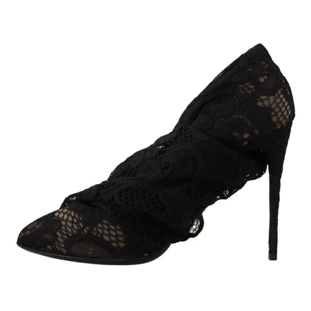Dolce & Gabbana Bottines en dentelle Taormina noires extensibles