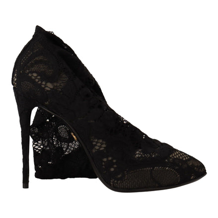 Dolce & Gabbana Black Stretch Taormina Lace Boots