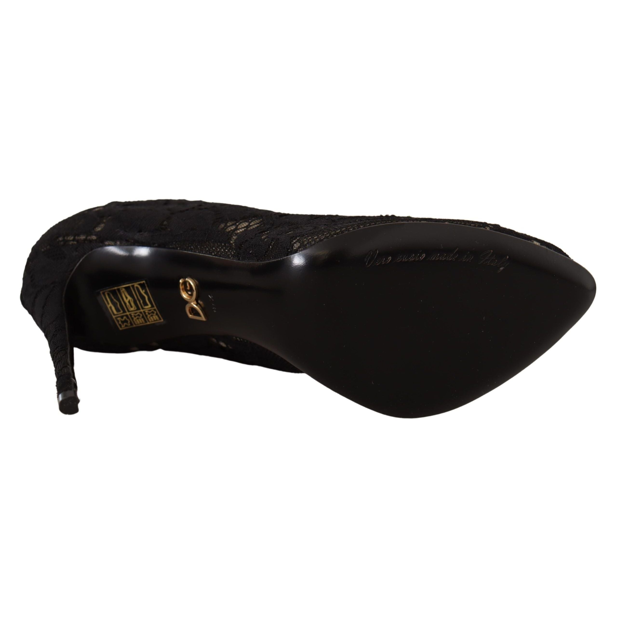 Dolce & Gabbana Bottines en dentelle Taormina noires extensibles