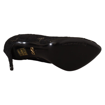 Dolce & Gabbana Bottines en dentelle Taormina noires extensibles