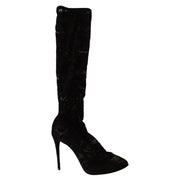 Dolce & Gabbana Bottines en dentelle Taormina noires extensibles